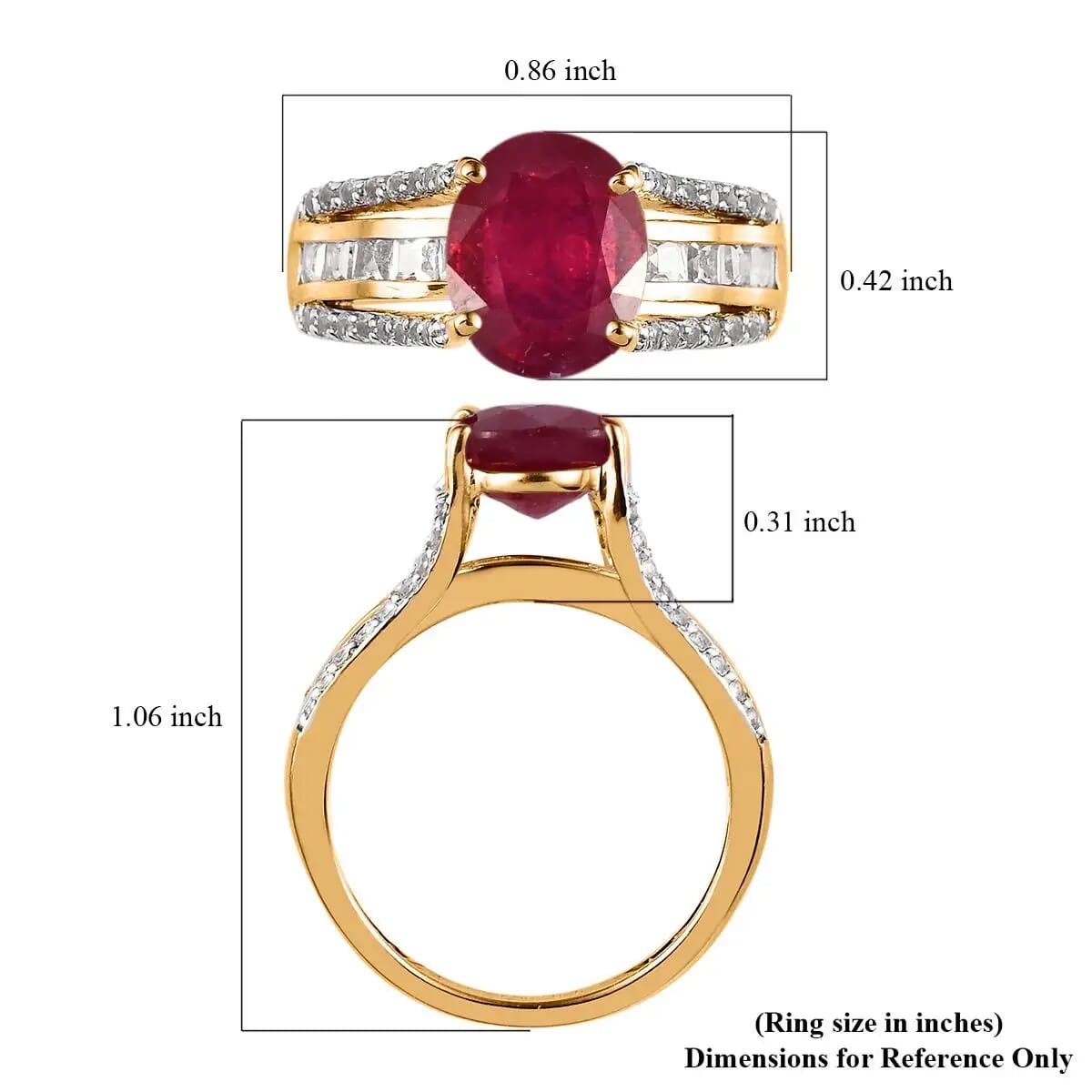 TLV Niassa Ruby (FF), White Topaz Ring in Vermeil YG Over Sterling Silver (Size 7.0) 4.75 ctw image number 6