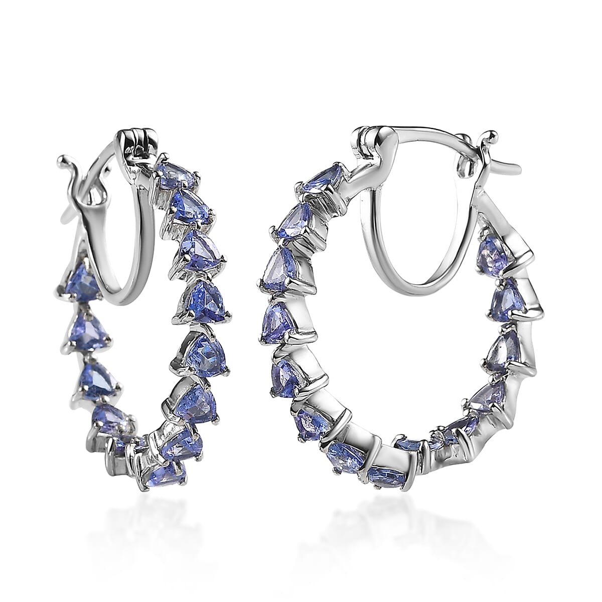 Tanzanite Inside Out Hoop Earrings in Platinum Over Sterling Silver 3.00 ctw