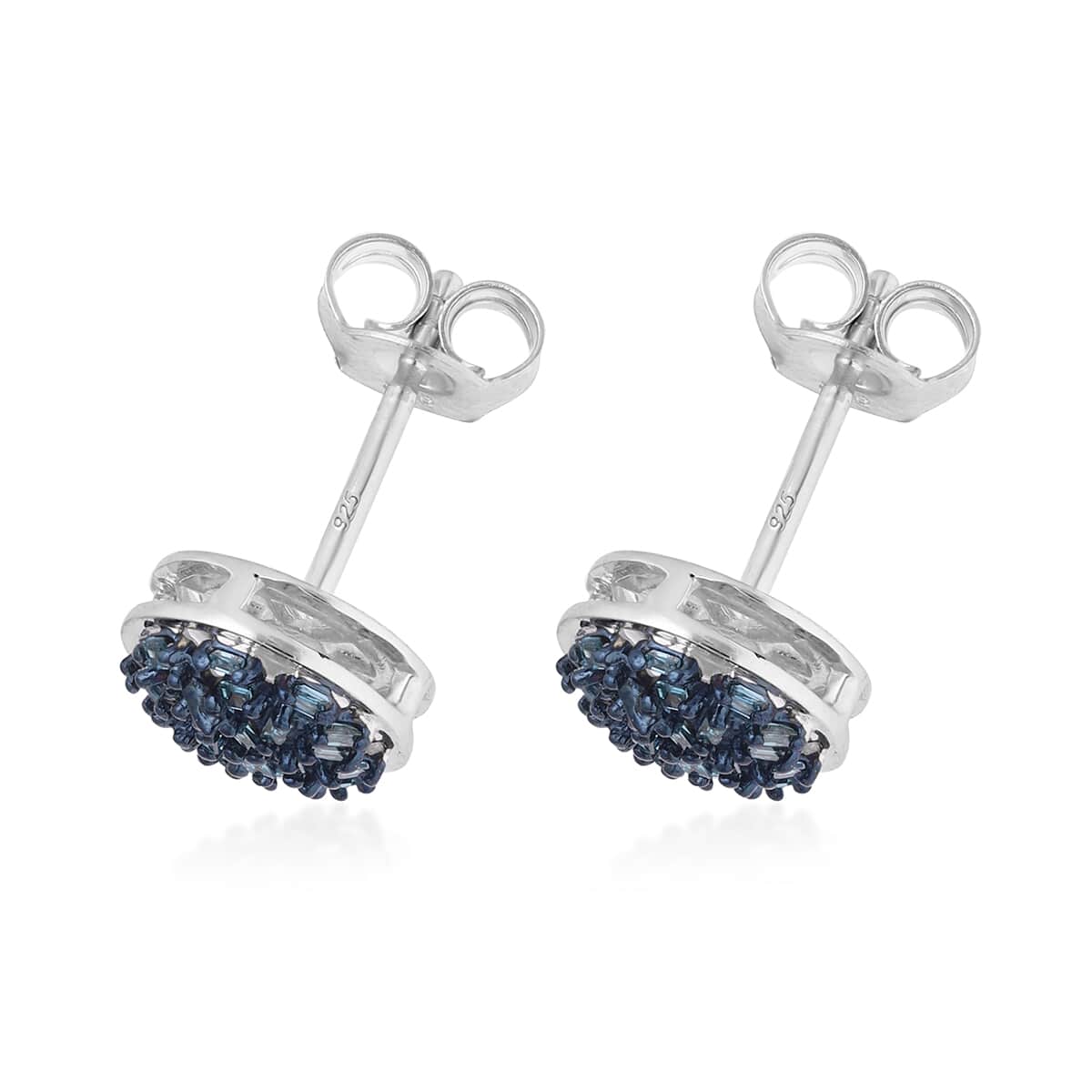 Buy Venice Blue Diamond I1-I2 Stud Earrings in Platinum Over Sterling ...