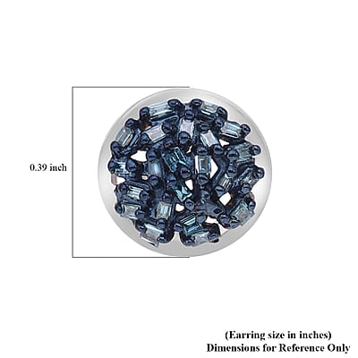 Venice Blue Diamond I1-I2 Stud Earrings in Platinum Over Sterling Silver 0.20 ctw