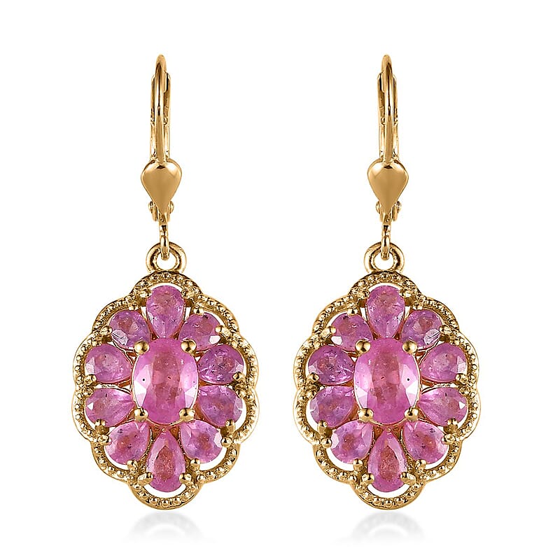 Ilakaka Hot Pink Sapphire (FF) Lever Back Earrings in Vermeil Yellow Gold Over Sterling Silver 7.00 ctw