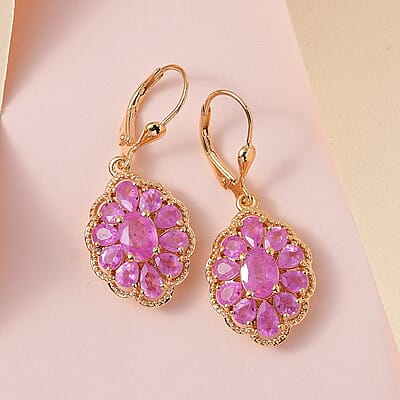 Ilakaka Hot Pink Sapphire (FF) Lever Back Earrings in Vermeil Yellow Gold Over Sterling Silver 7.00 ctw
