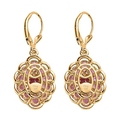 Ilakaka Hot Pink Sapphire (FF) Lever Back Earrings in Vermeil Yellow Gold Over Sterling Silver 7.00 ctw