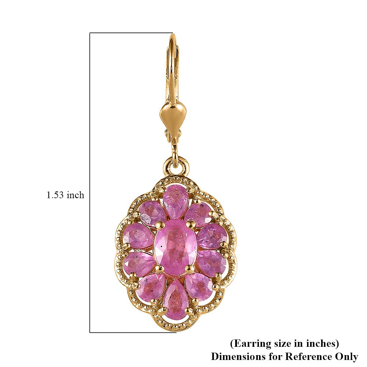 Ilakaka Hot Pink Sapphire (FF) Lever Back Earrings in Vermeil Yellow Gold Over Sterling Silver 7.00 ctw image number 4