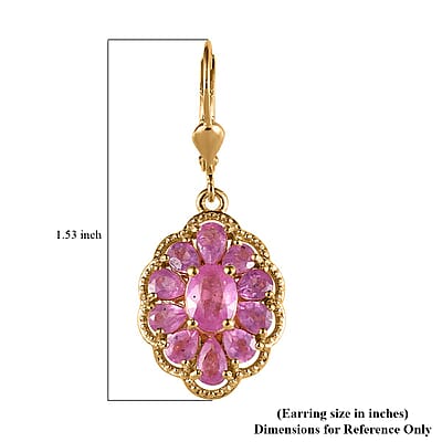 Ilakaka Hot Pink Sapphire (FF) Lever Back Earrings in Vermeil Yellow Gold Over Sterling Silver 7.00 ctw