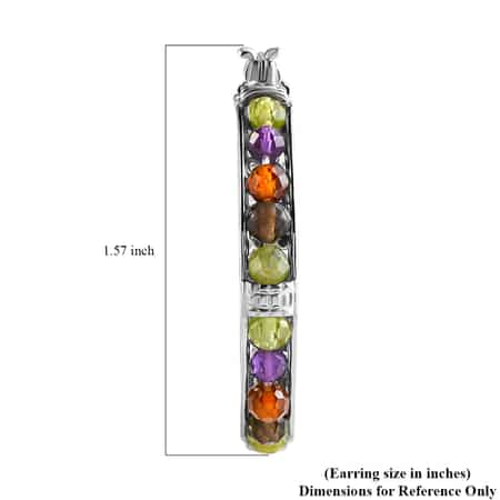Karis Multi Gemstone Inside Out Hoop Earrings in Platinum Bond 18.50 ctw image number 4