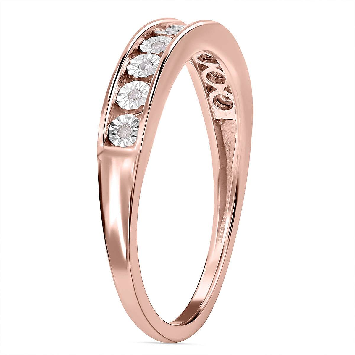 Diamond 0.10 ctw Ring in Vermeil Rose Gold Over Sterling Silver (Size 10.0)