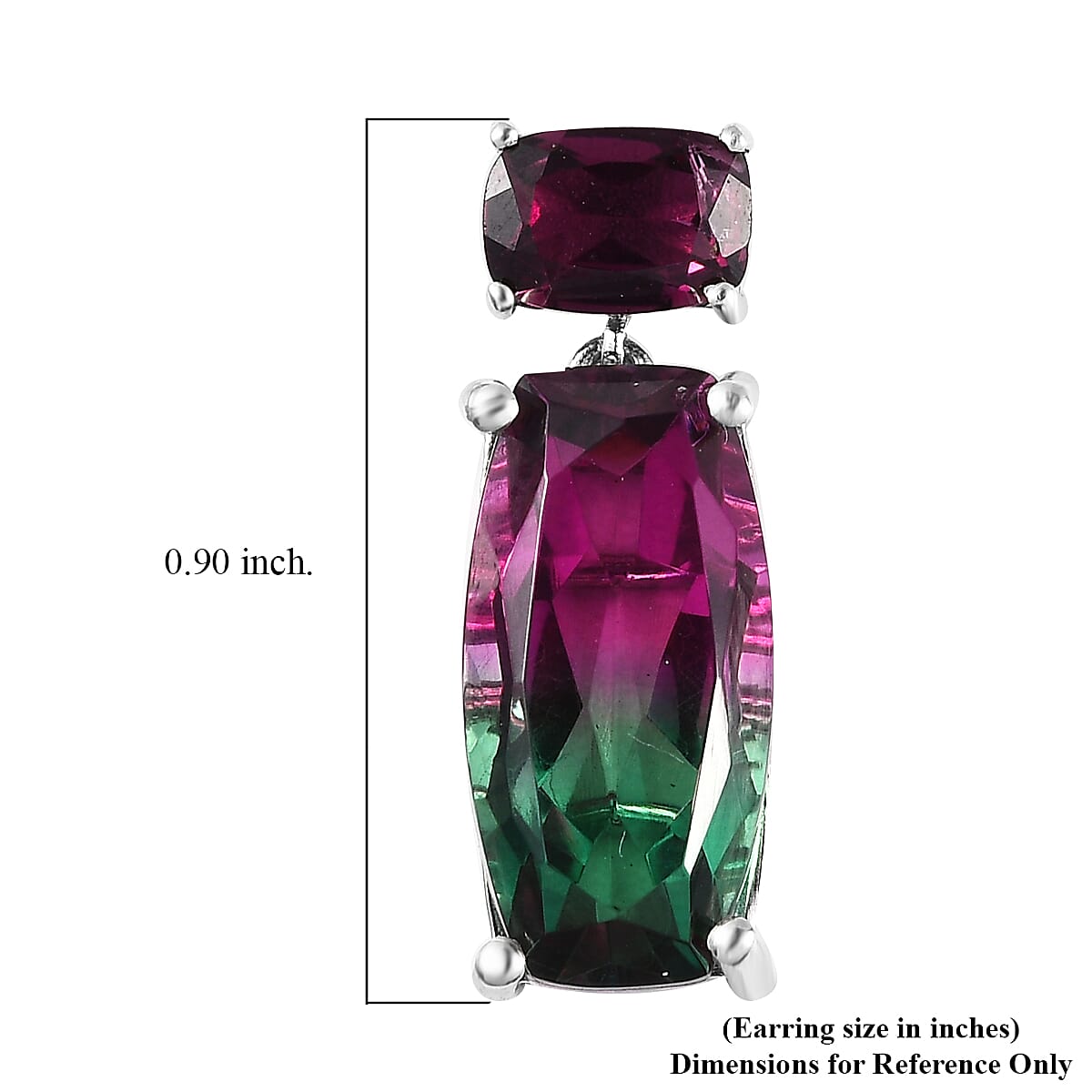 Watermelon Quartz (Triplet) and Orissa Rhodolite Garnet Dangle Earrings in Platinum Over Sterling Silver 14.25 ctw image number 4