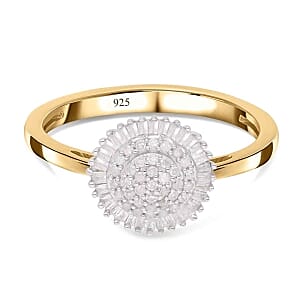 White Diamond 0.33 ctw Ring in 18K Vermeil Yellow Gold Over Sterling Silver (Size 11.5)