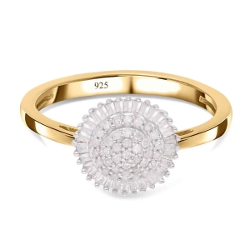 White Diamond 0.33 ctw Ring in 18K Vermeil Yellow Gold Over Sterling Silver (Size 11.5)
