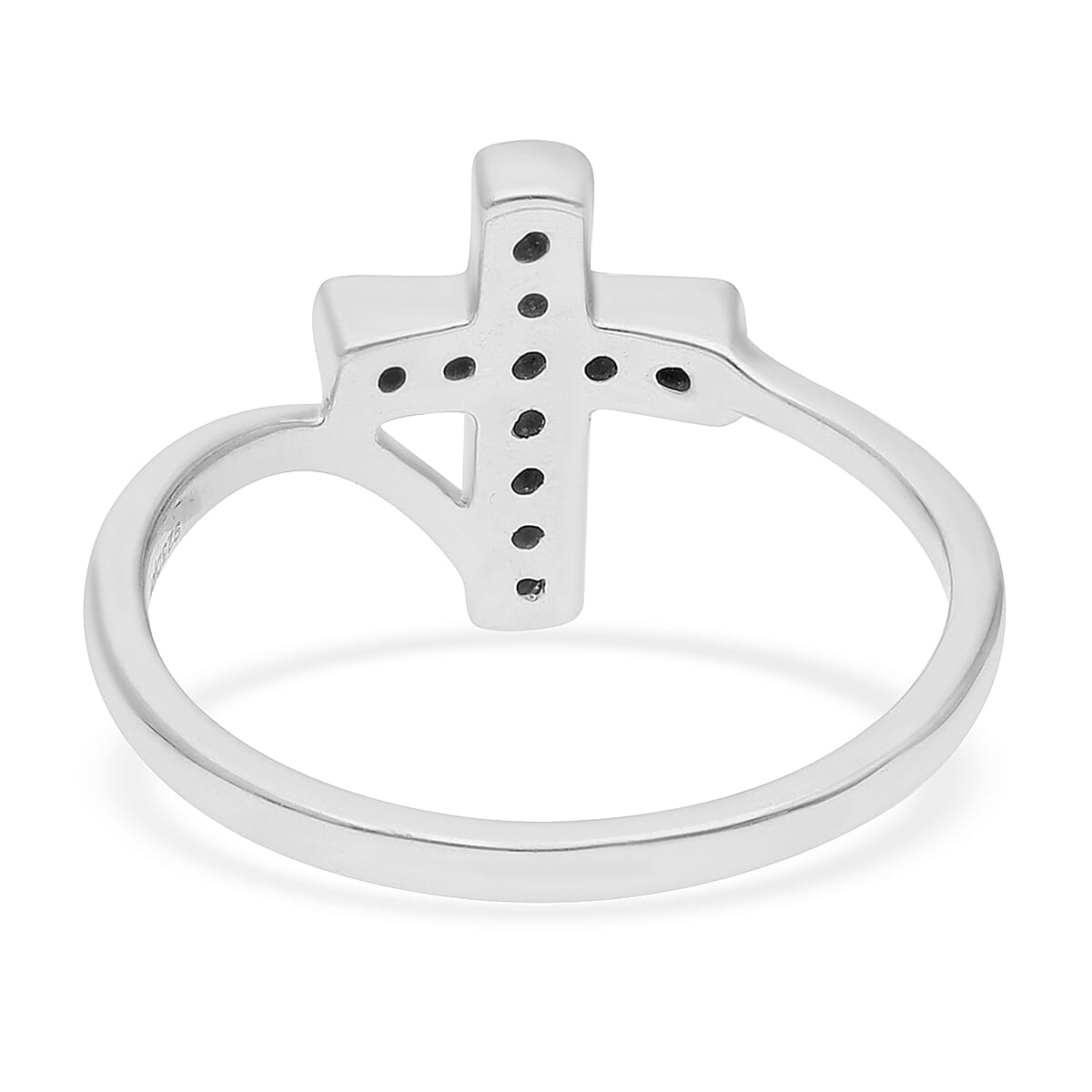 Venice Blue Diamond I1-I2 Cross Ring in Platinum Over Sterling Silver (Size 7.0) 0.20 ctw image number 4