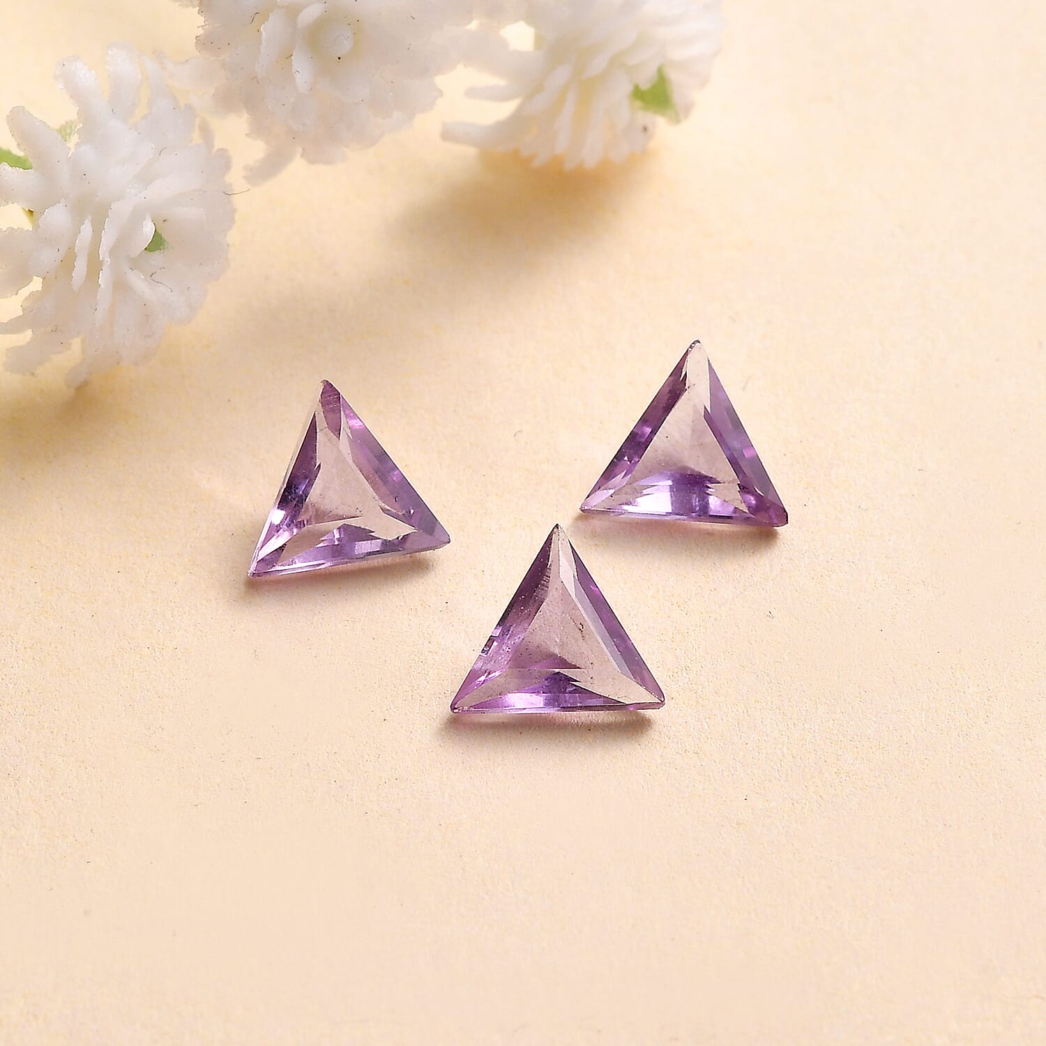 Rose De France Amethyst Set of 3 (Trl 7 mm) 2.40 ctw Loose Gemstone