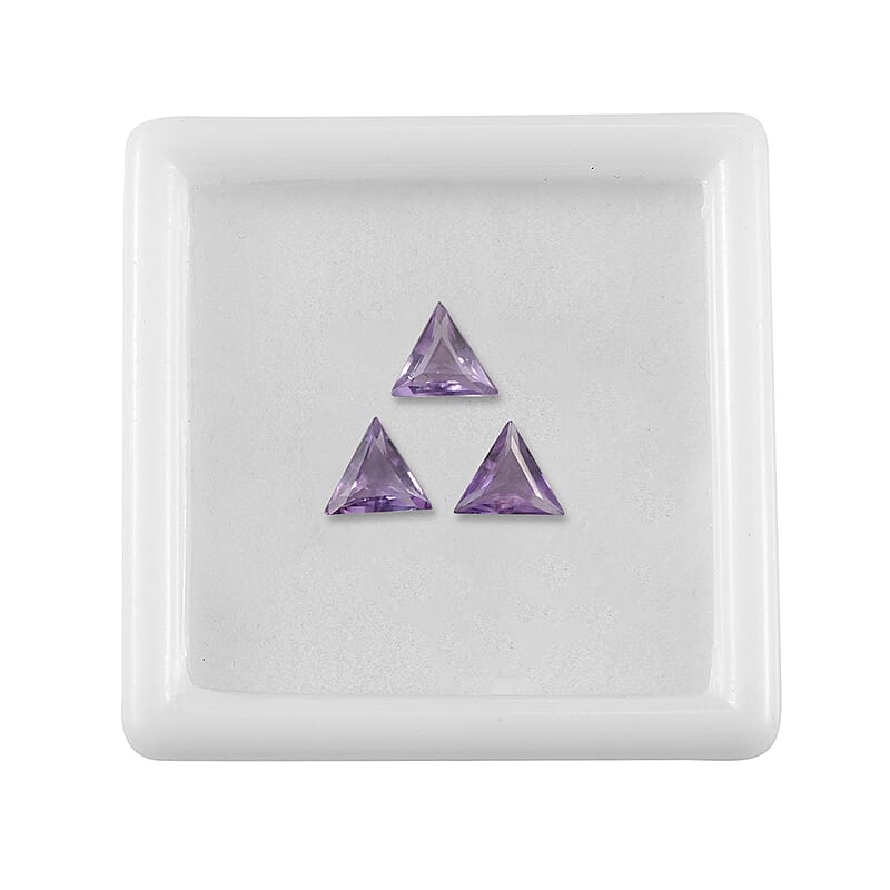 Rose De France Amethyst Set of 3 (Trl 7 mm) 2.40 ctw Loose Gemstone