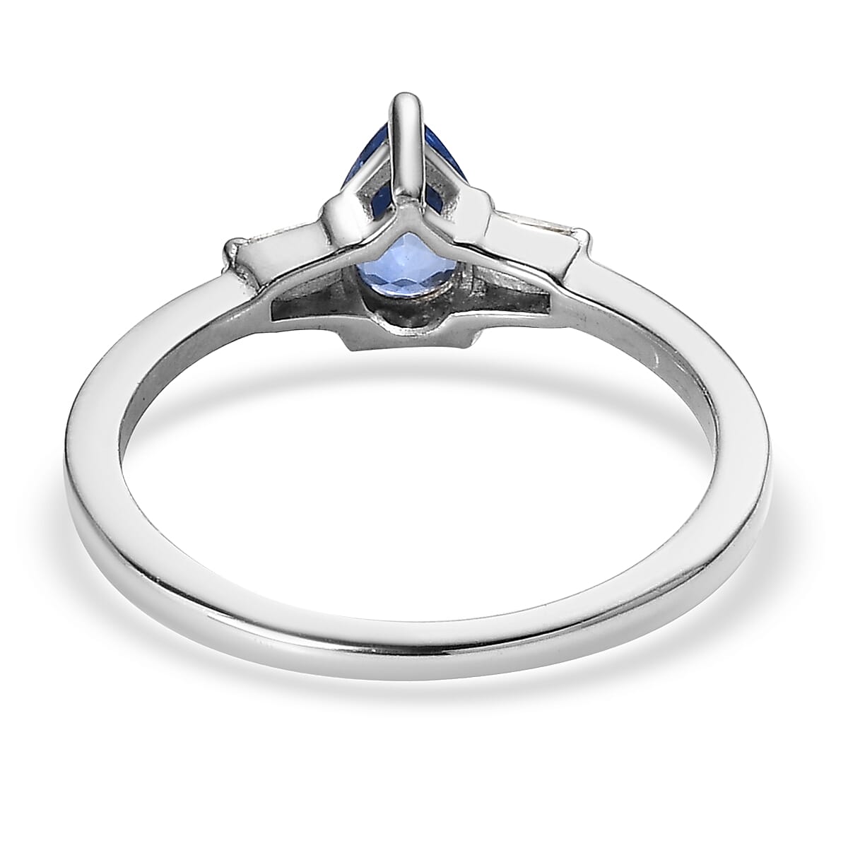 Ceylon Blue Sapphire and Diamond Ring in Platinum Over Sterling Silver (Size 7.0) 1.00 ctw image number 4