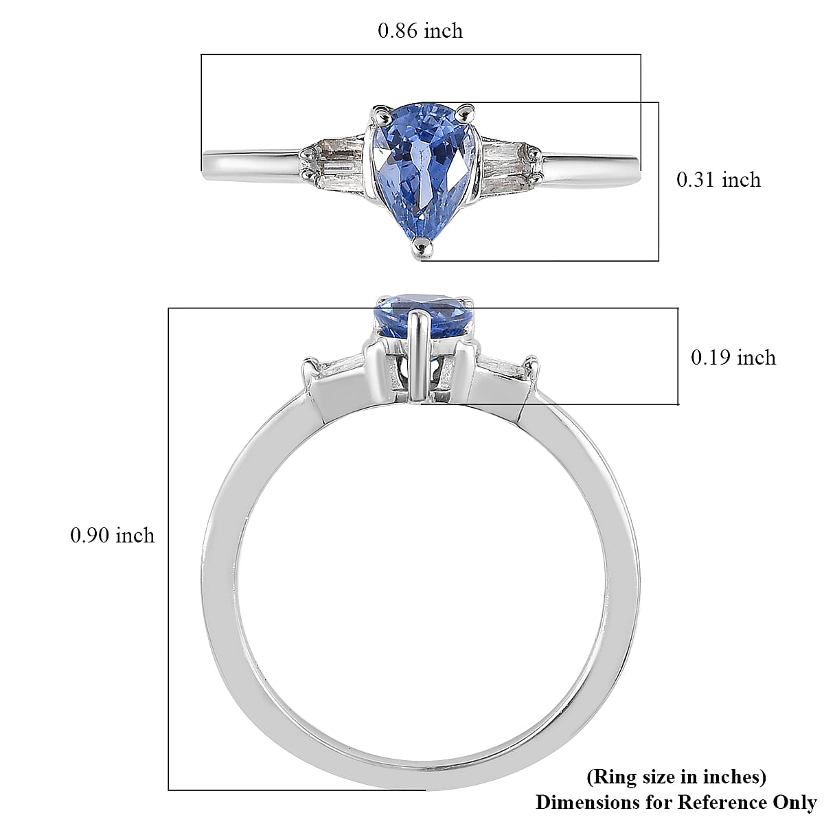 Ceylon Blue Sapphire and Diamond Ring in Platinum Over Sterling Silver (Size 8.0) 1.00 ctw image number 5