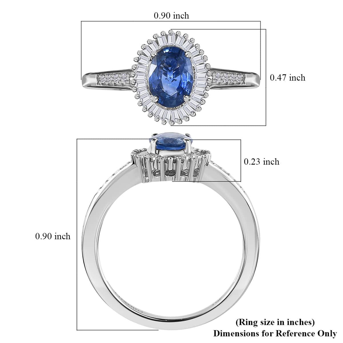 Luxoro 10K White Gold AAA Ceylon Blue Sapphire and Diamond Halo Ring (Size 10.0) 1.25 ctw image number 5