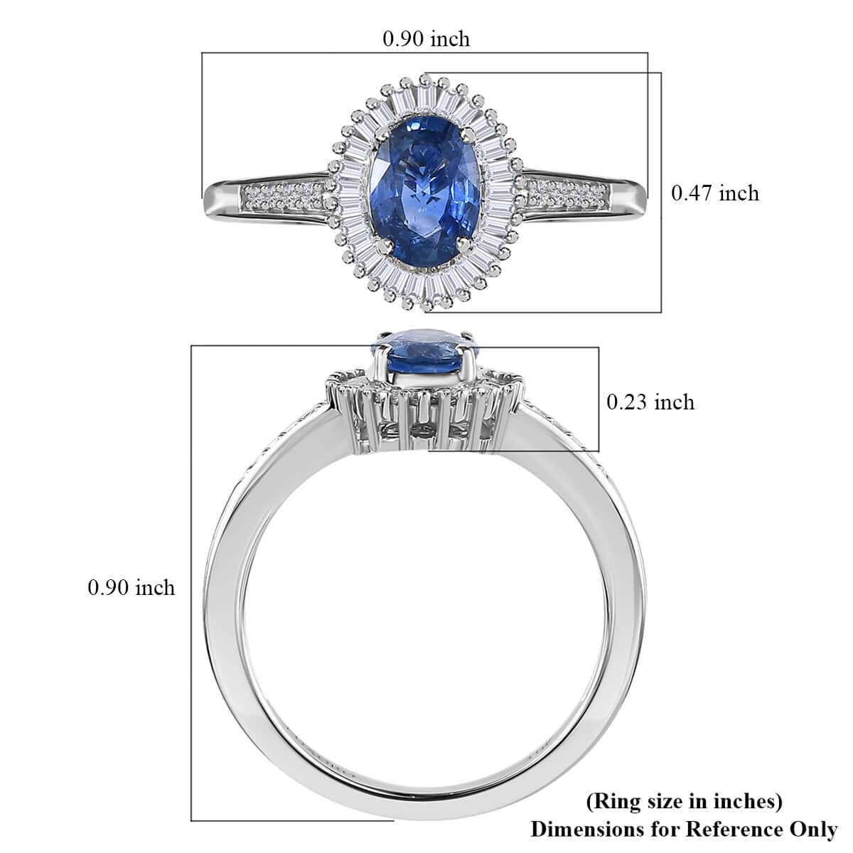 Luxoro 10K White Gold AAA Ceylon Blue Sapphire and Diamond Halo Ring (Size 6.0) 1.25 ctw image number 5