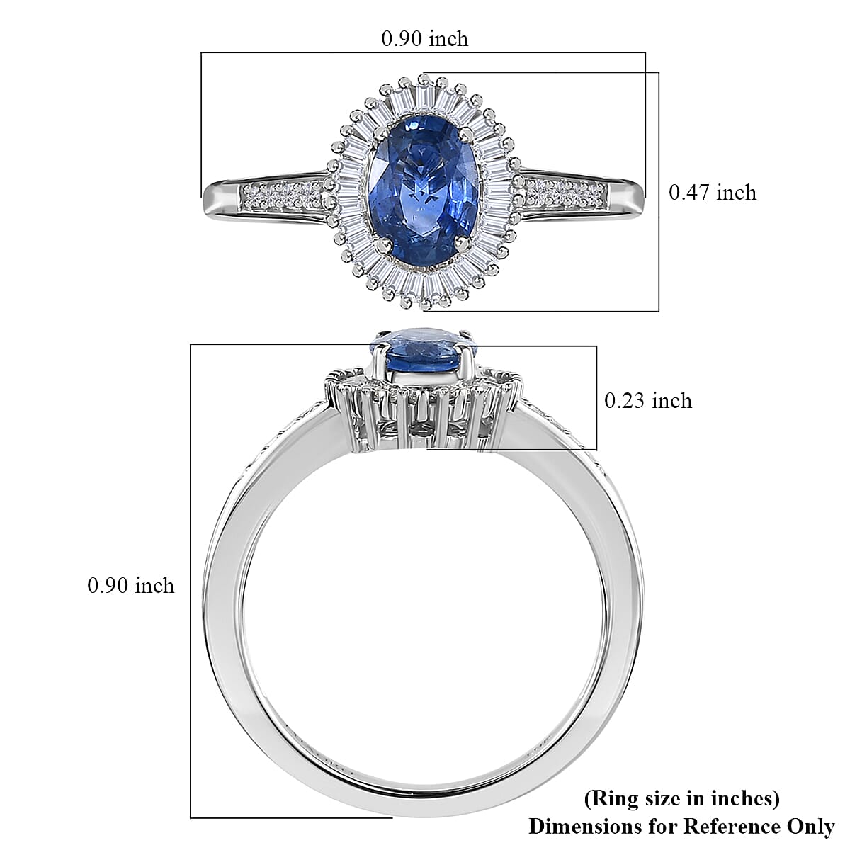 Luxoro 10K White Gold AAA Ceylon Blue Sapphire and Diamond Halo Ring (Size 7.0) 1.25 ctw image number 5