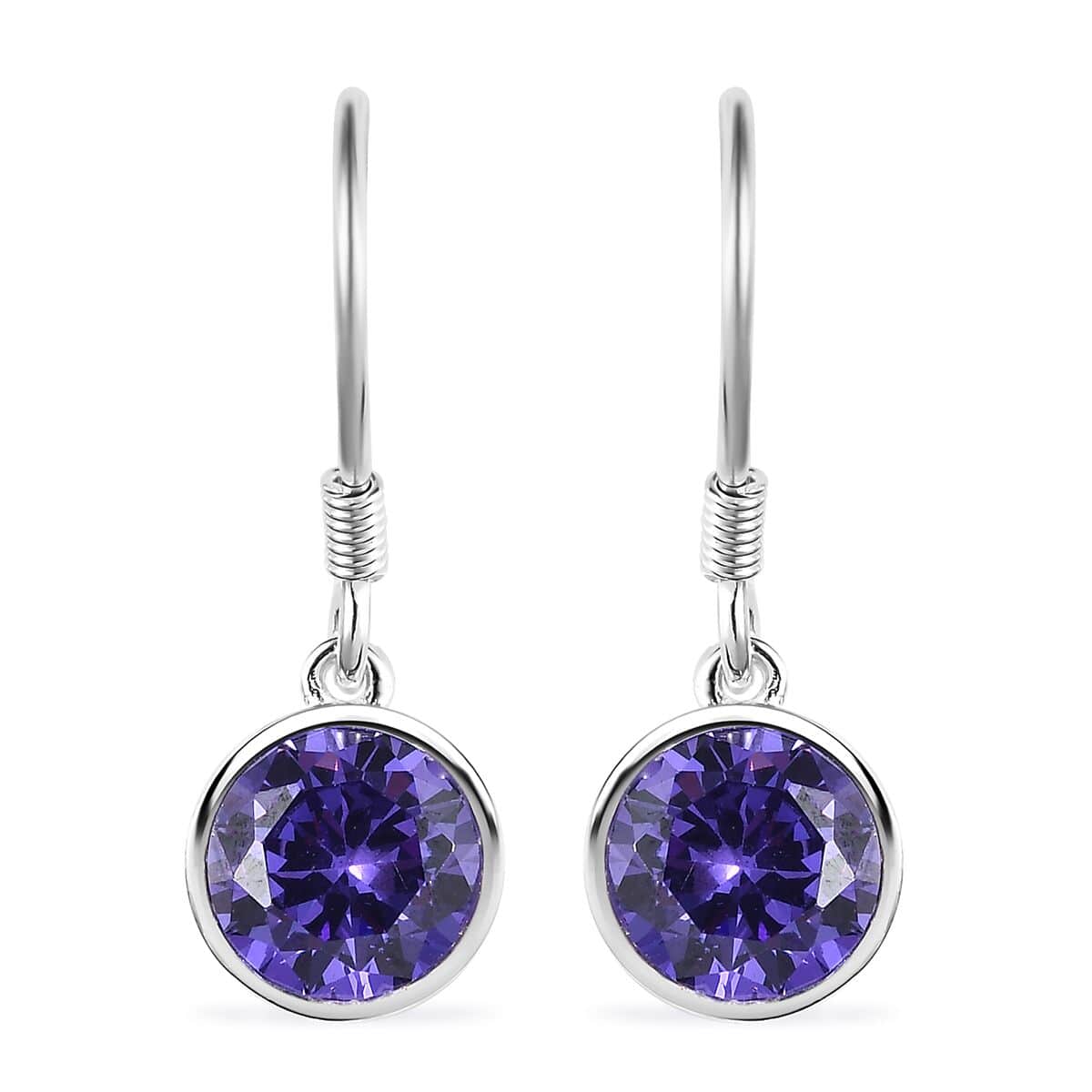 Simulated Purple Diamond Dangle Earrings in Sterling Silver 6.25 ctw image number 0