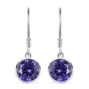 Simulated Purple Diamond Dangle Earrings in Sterling Silver 6.25 ctw