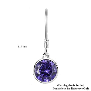 Simulated Purple Diamond Dangle Earrings in Sterling Silver 6.25 ctw