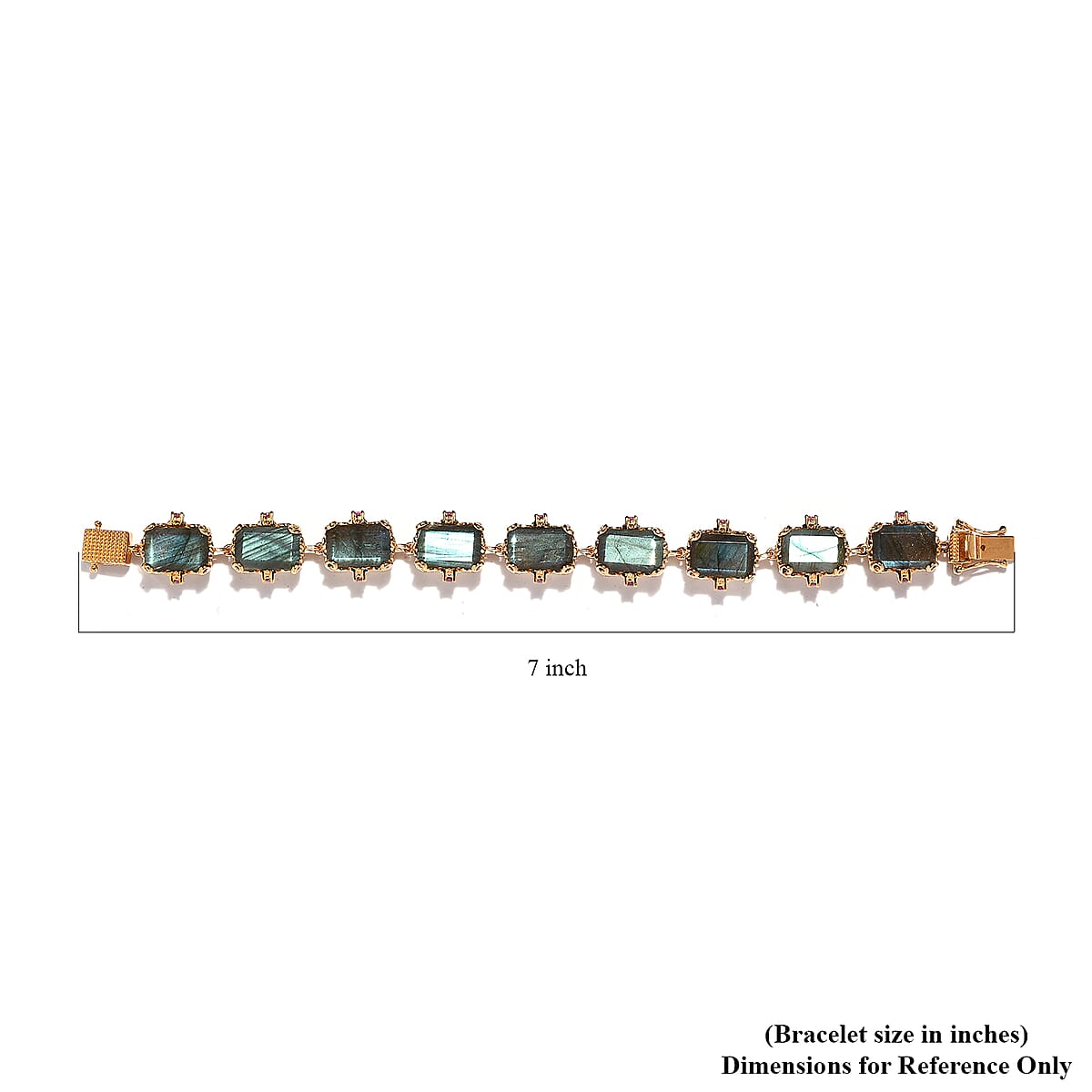 AAA Malagasy Labradorite and Orissa Rhodolite Garnet Bracelet in Vermeil YG Over Sterling Silver (6.50 In) 42.00 ctw image number 4