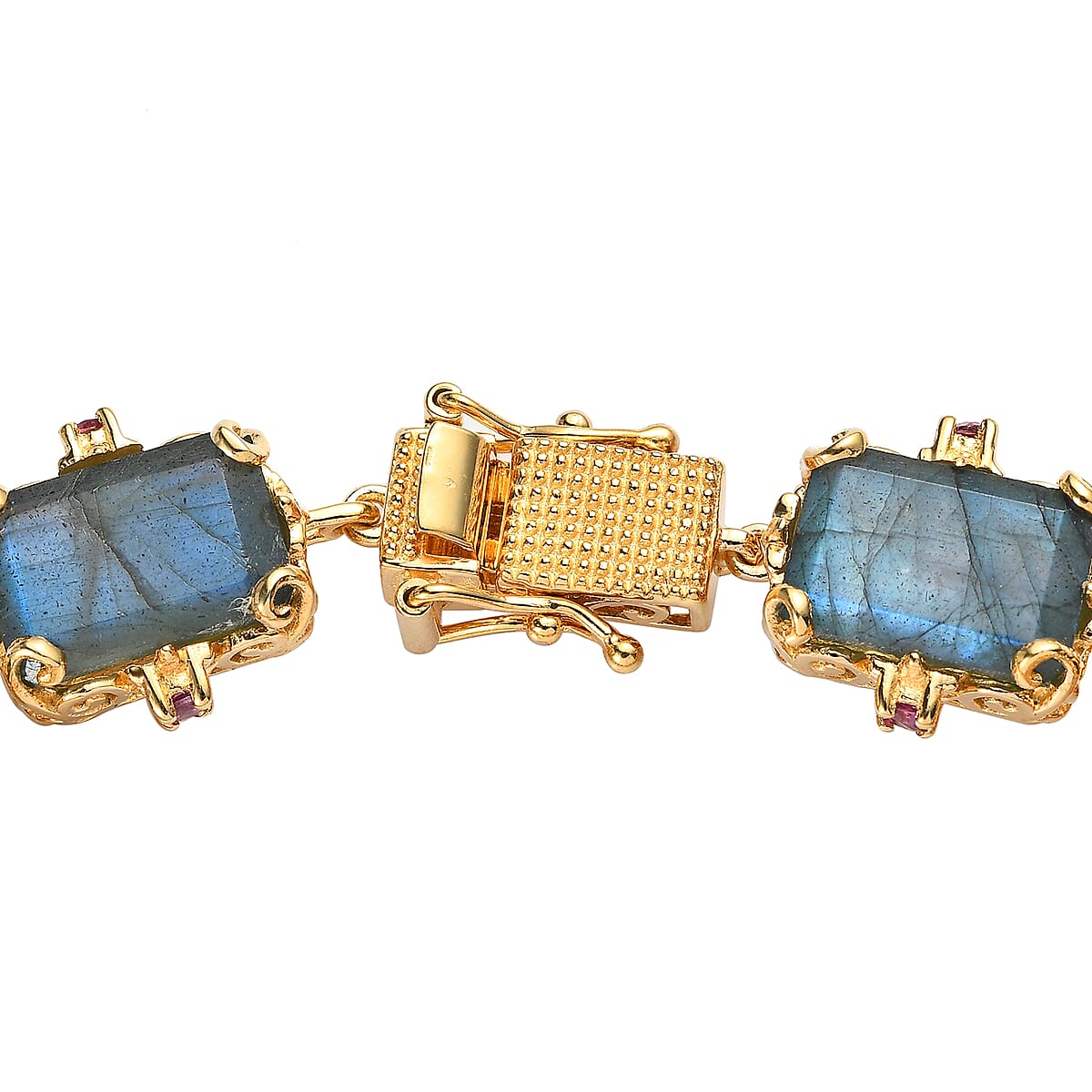 AAA Malagasy Labradorite and Orissa Rhodolite Garnet Bracelet in Vermeil Yellow Gold Over Sterling Silver (7.25 In) 42.00 ctw image number 3