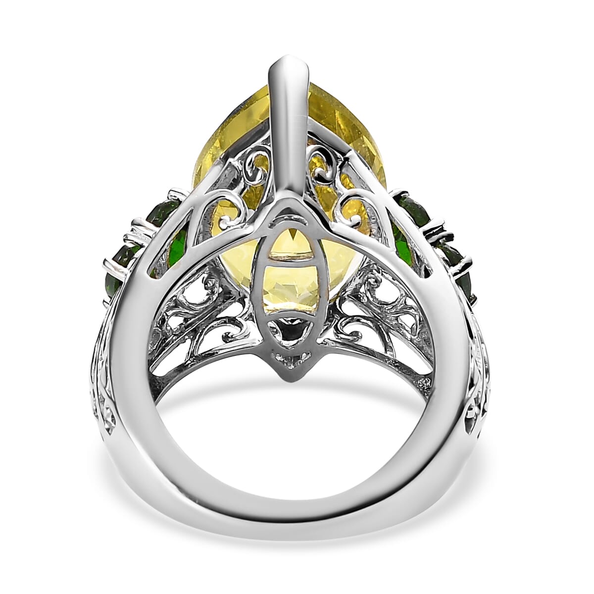 Sterling Silver Lime Quartz, Peridot & Chrome Diopside Ring