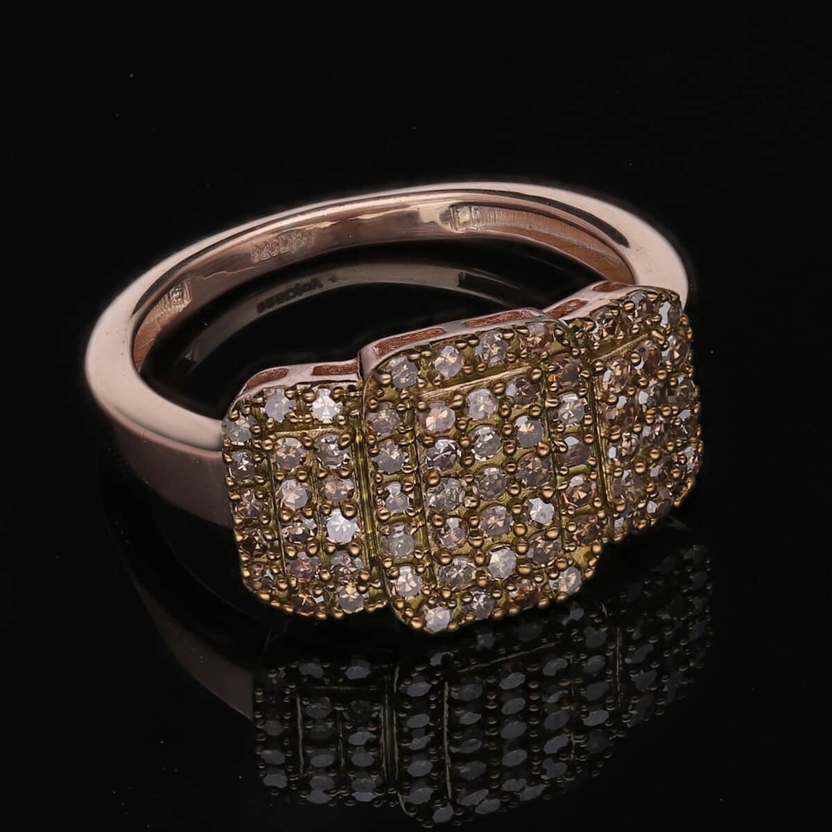 Natural Champagne Diamond Ring in Vermeil Rose Gold Over Sterling Silver 0.50 ctw image number 1