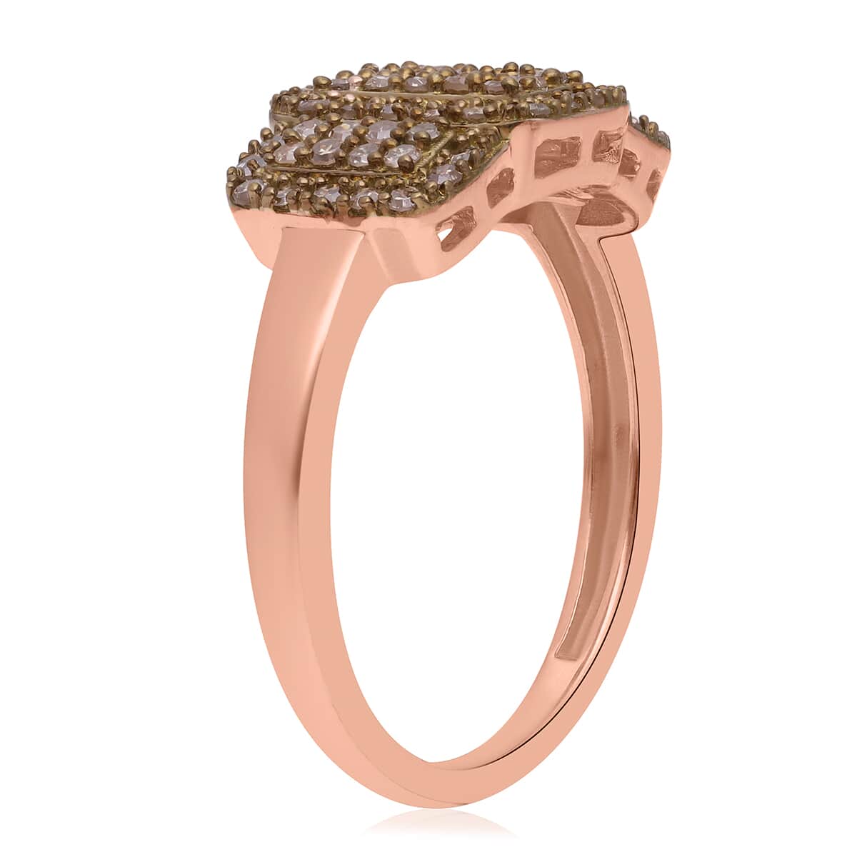 Natural Champagne Diamond Ring in Vermeil Rose Gold Over Sterling Silver 0.50 ctw image number 3