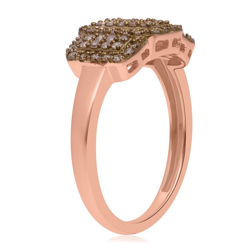 Natural Champagne Diamond Ring in Vermeil Rose Gold Over Sterling Silver (Size 10.0) 0.50 ctw