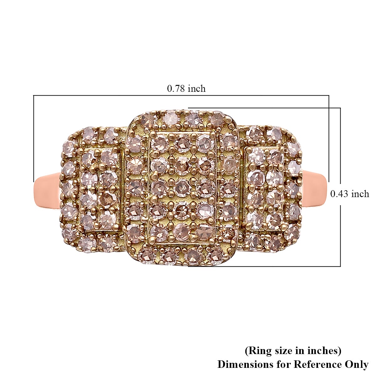 Natural Champagne Diamond Ring in Vermeil Rose Gold Over Sterling Silver (Size 6.0) 0.50 ctw image number 5