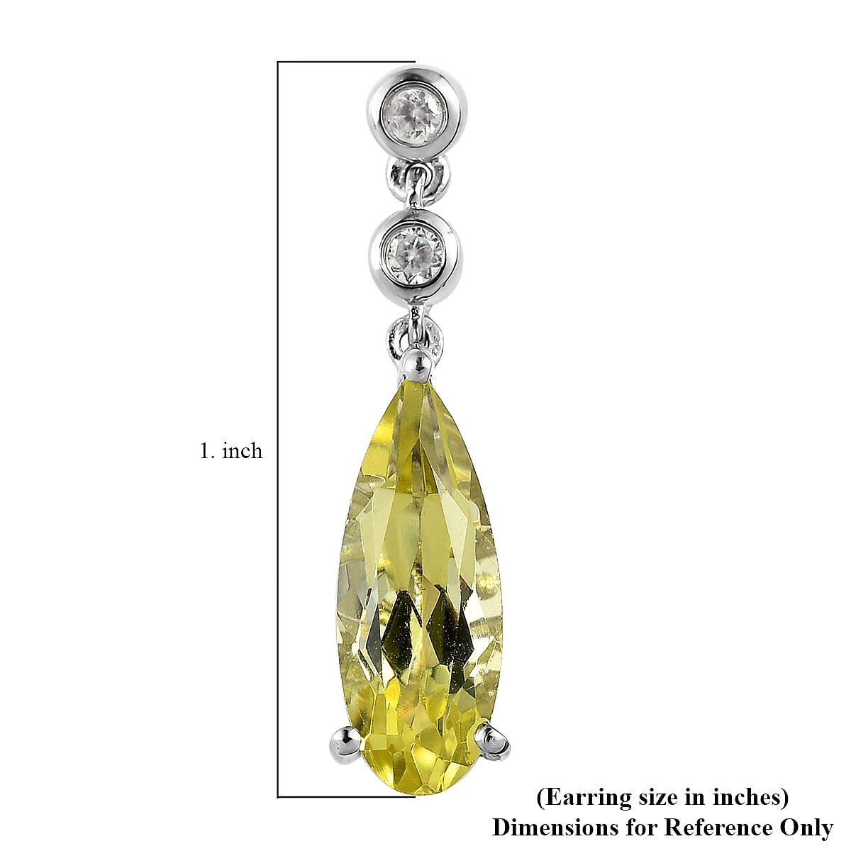 Ouro Verde Quartz and White Zircon Dangling Earrings in Platinum Over Sterling Silver 6.00 ctw