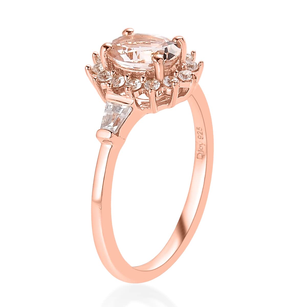 Premium Marropino Morganite and White Zircon Sunburst Ring in Vermeil Rose Gold Over Sterling Silver 1.15 ctw image number 3