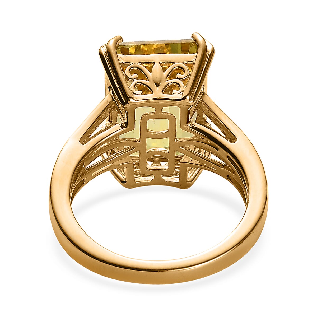 Ouro Verde Quartz and White Zircon Ring in Vermeil Yellow Gold Over Sterling Silver (Size 10.0) 7.25 ctw image number 4