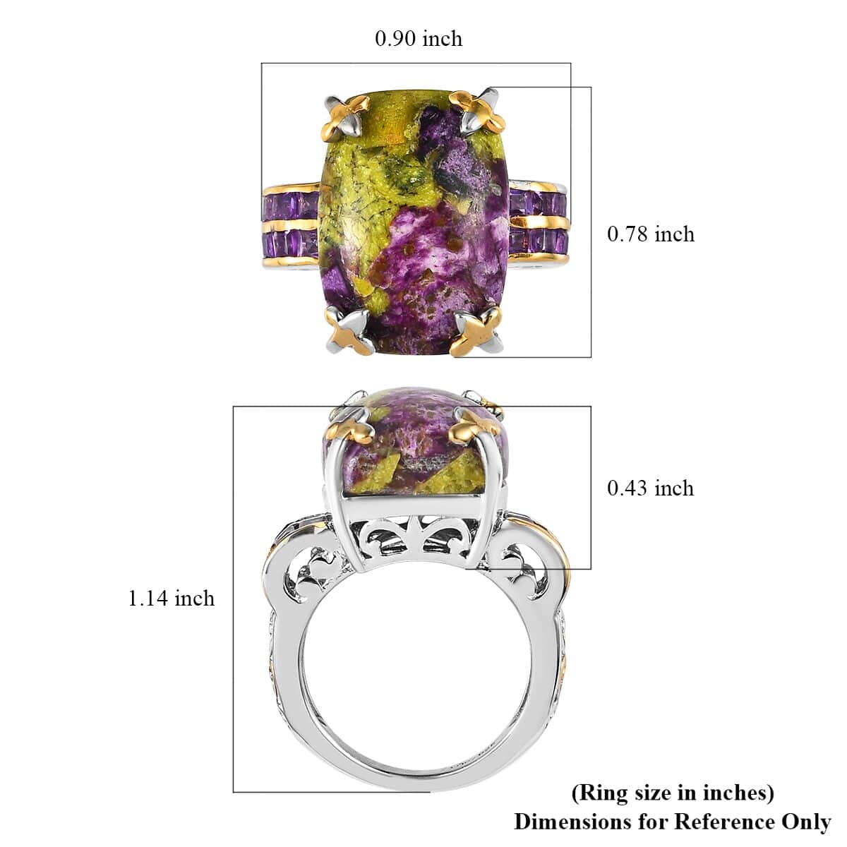 One Time Only Tasmanian Stichtite, Amethyst Ring in Platinum Over Sterling Silver (Size 5.0) 12.10 ctw image number 5