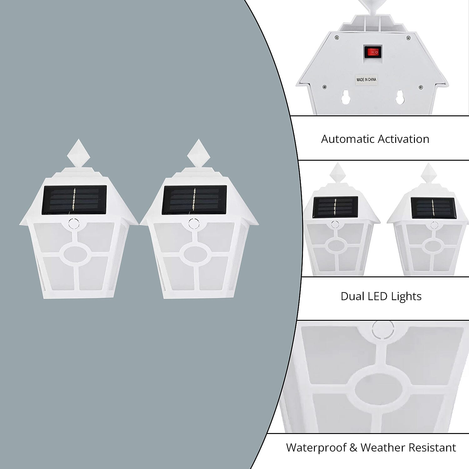 Closeout So Grand Set of Mounted Solar Lights -White