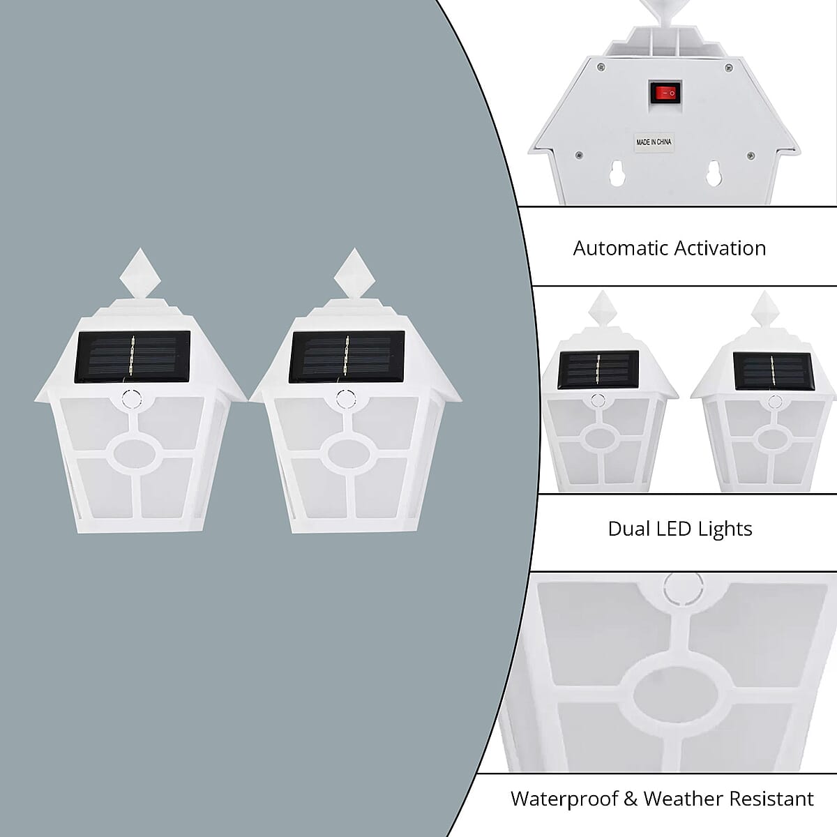 So Grand Set of Mounted Solar Lights -White image number 2