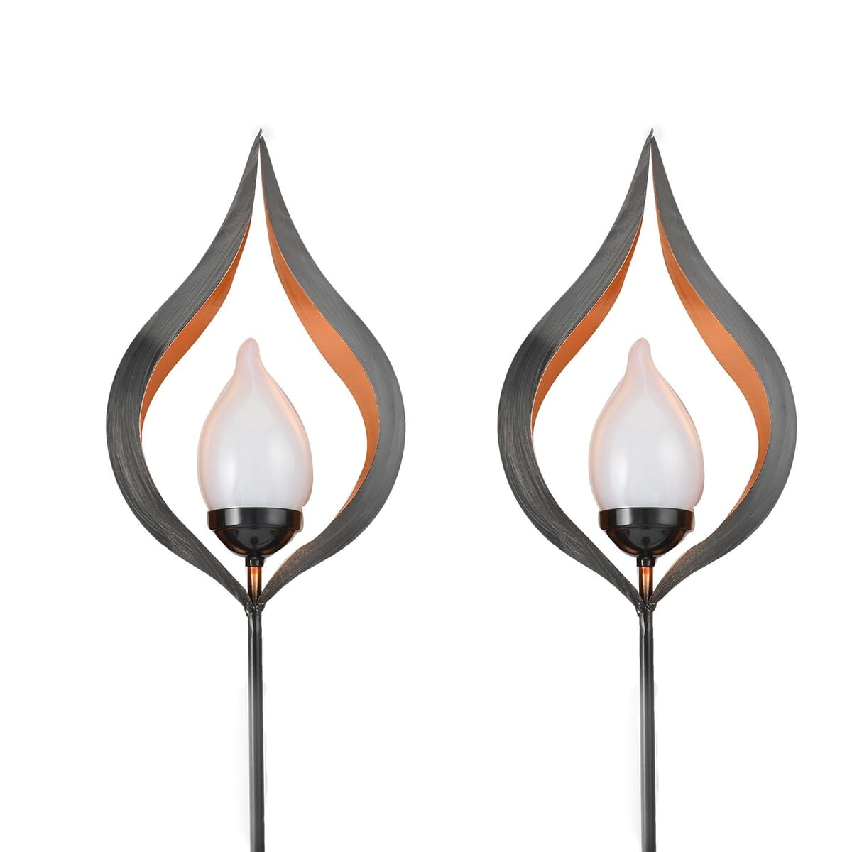 Original Treasure Set of 2 Flickering Flame Solar Torches â€“ Dew Drop image number 0