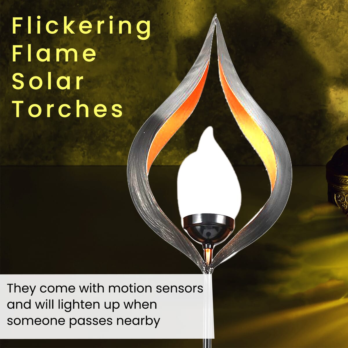 Original Treasure Set of 2 Flickering Flame Solar Torches â€“ Dew Drop image number 3