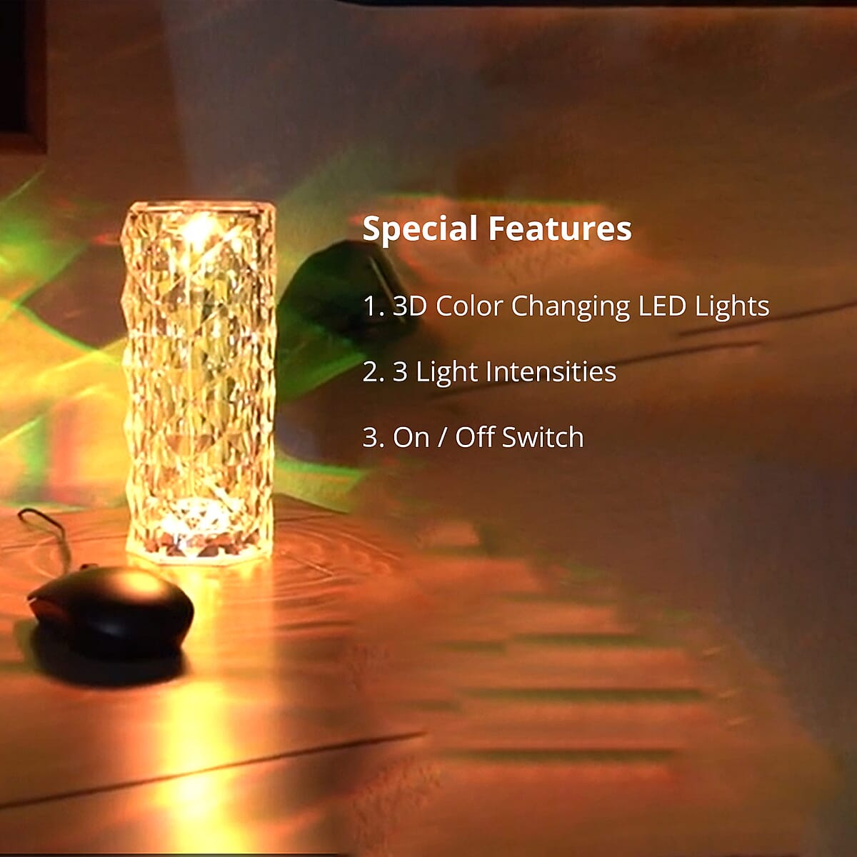 Wishicious Rose Crystal 3D Color Changing LED Lamp image number 3