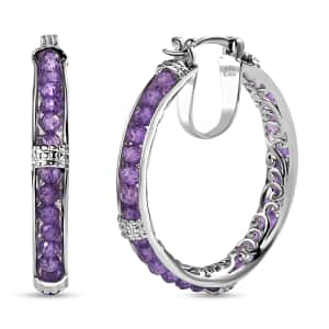 Karis Amethyst 20.65 ctw Hoop Earrings in Platinum Bond