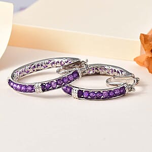 Karis Amethyst 20.65 ctw Hoop Earrings in Platinum Bond