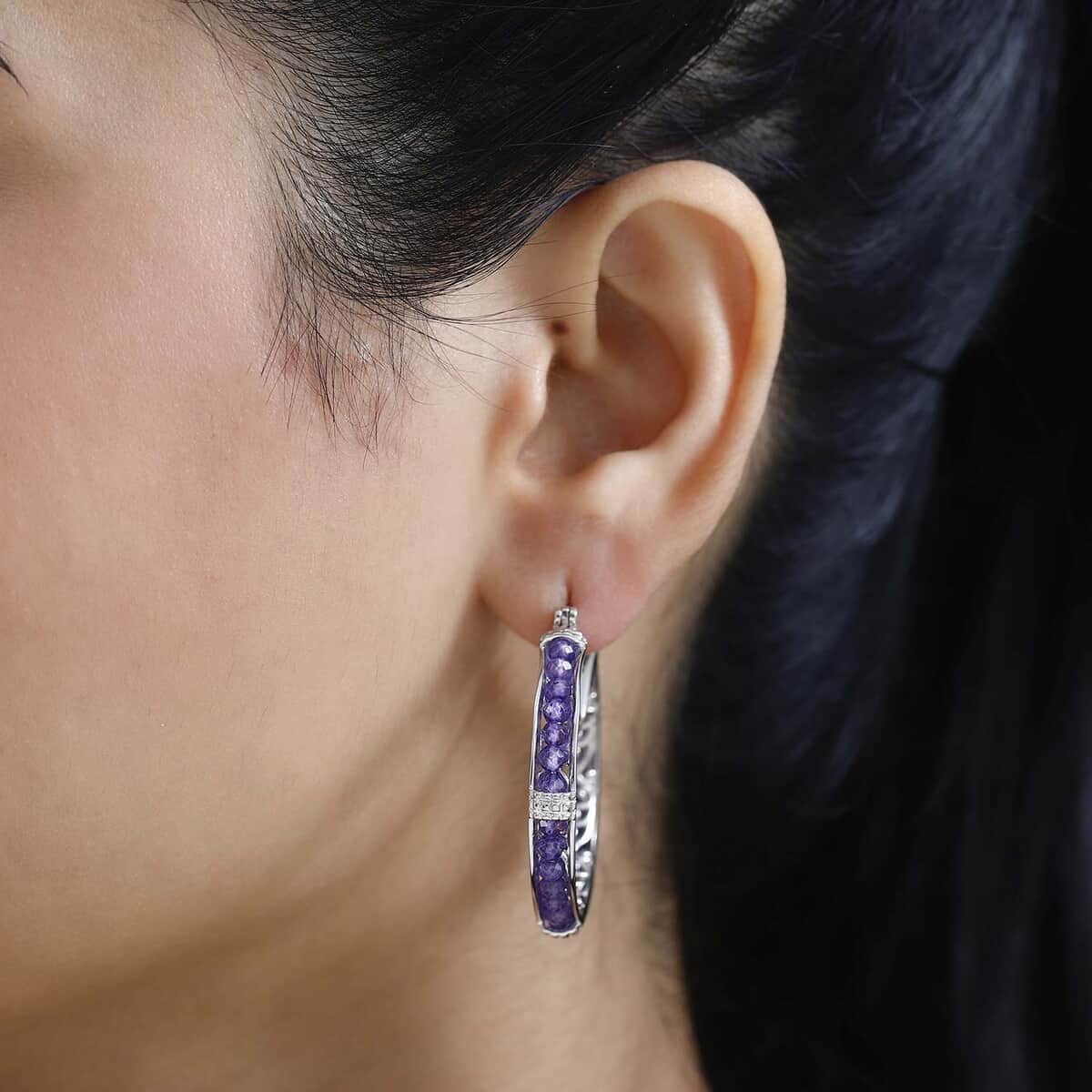 Karis Amethyst Hoop Earrings in Platinum Bond 20.65 ctw image number 2