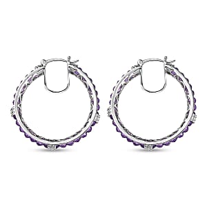 Karis Amethyst 20.65 ctw Hoop Earrings in Platinum Bond