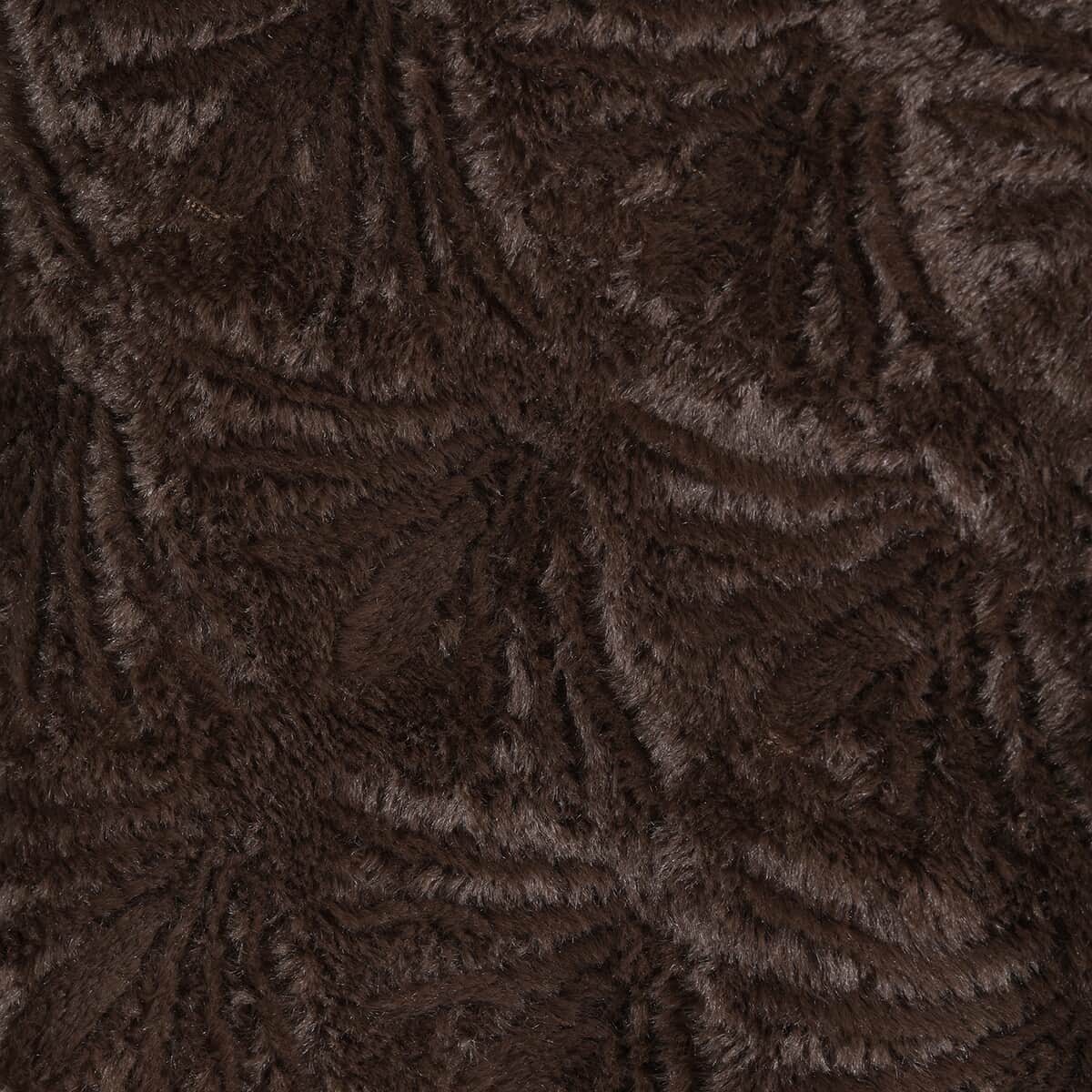 Passage Dark Brown Floral Pattern Faux Fur Poncho image number 4