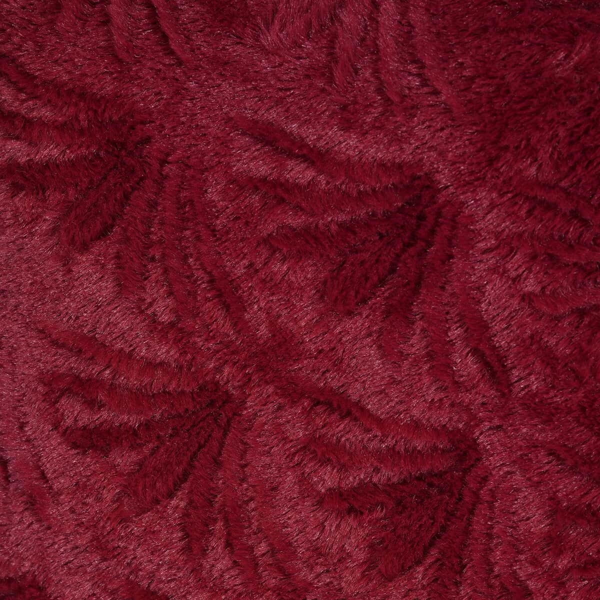 PASSAGE Burgundy Floral Pattern Faux Fur Poncho image number 4