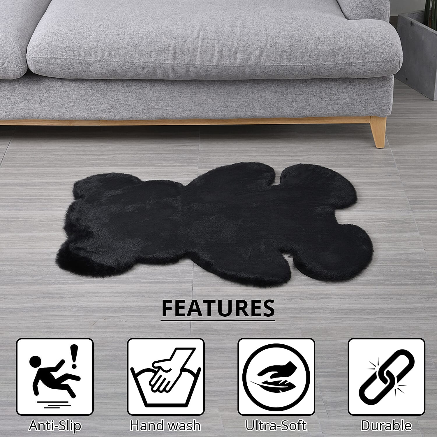 Homesmart Black Bear Shape Rug