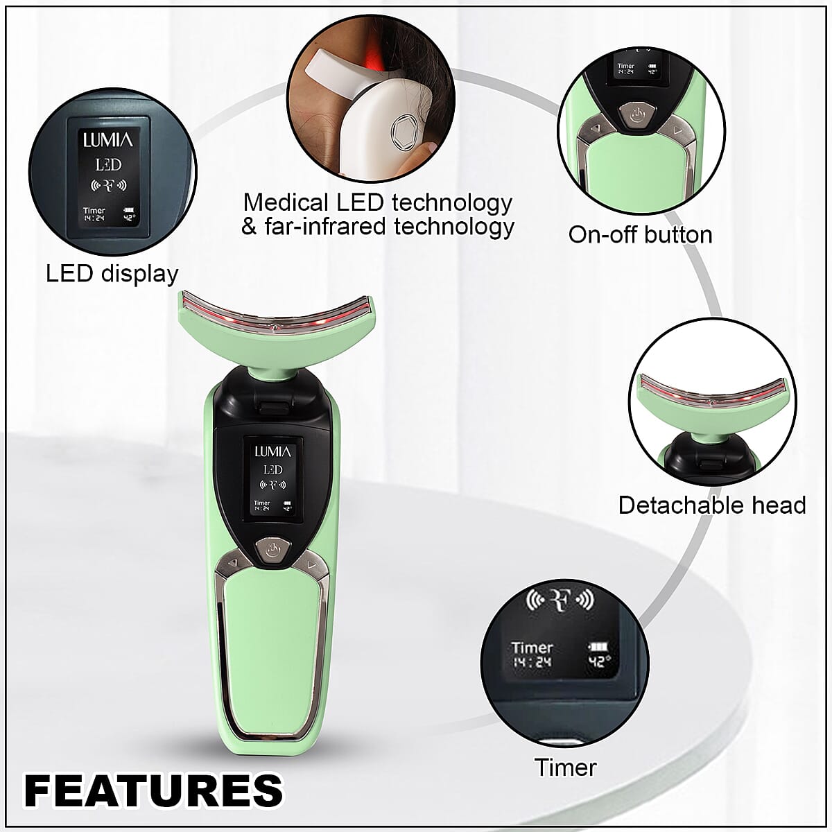 Lumia Experto Plus Neck Lifting Therapy Detachable Head in Mint image number 2