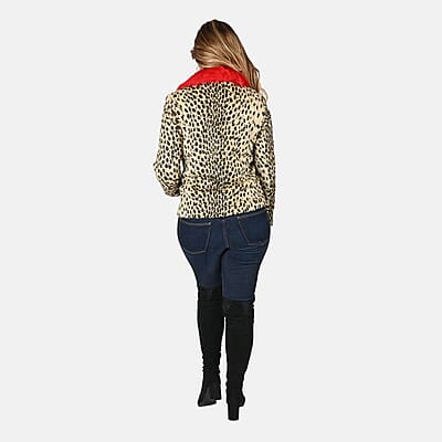 Tamsy Brown and Black Leopard Pattern Acrylic Coat - (XS)